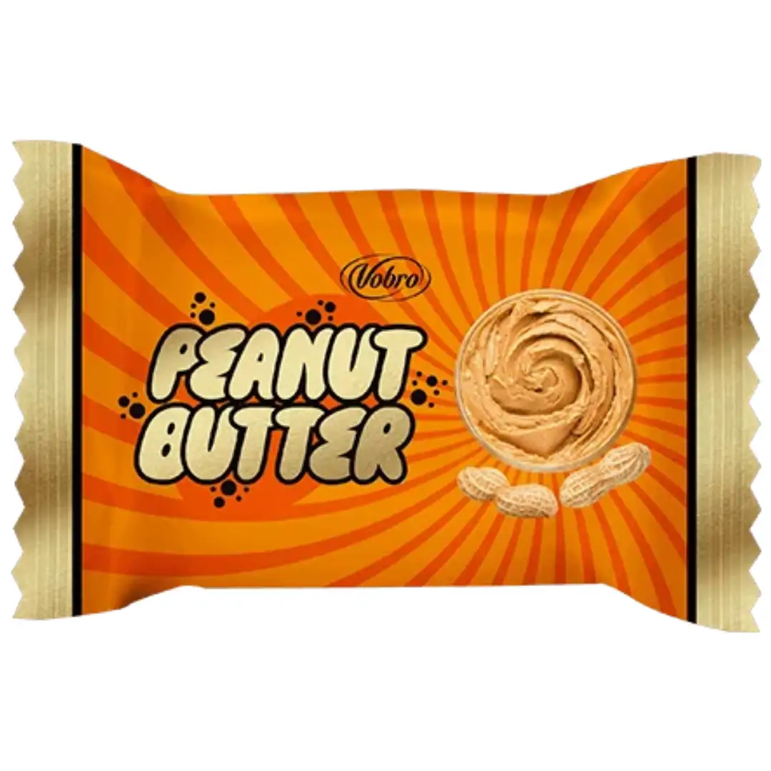 شکلات وبرو با مغز کره بادام زمینی و روکش کرم کارامل Vobro Peanut Butter بسته 1 کیلویی