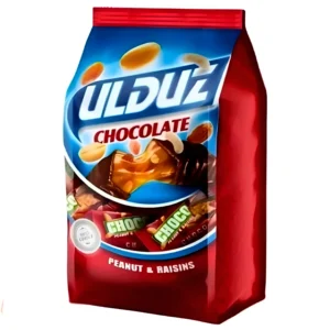شکلات پذیرایی کاکائویی اولدوز با طعم بادام زمینی و کشمش Ulduz Peanut and Raisin وزن 600 گرم