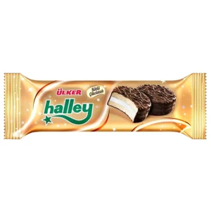 بیسکوییت با روکش شکلات شیری و مغز مارشمالو هالی اولکر Ulker Halley Sutlu Cikolatali وزن 66 گرم