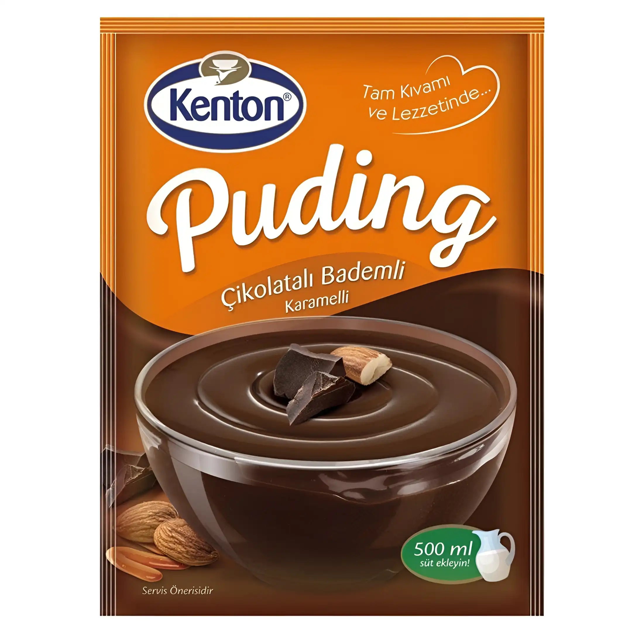 پودینگ شکلات کاراملی حاوی تکه های بادام کنتون...