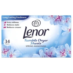 دستمال خوشبو کننده لباس با رایحه بهاری لنور Lenor Tumble Dryer Sheets بسته 34 عددی