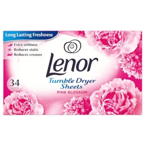 دستمال خوشبو کننده لباس با رایحه شکوفه صورتی لنور Lenor Tumble Dryer Sheets بسته 34 عددی