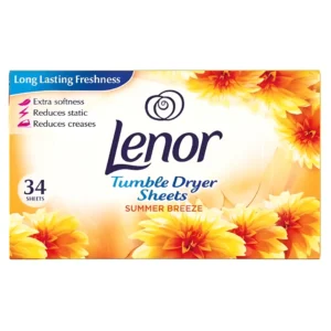 دستمال خوشبو کننده لباس با رایحه نسیم تابستانی لنور Lenor Tumble Dryer Sheets بسته 34 عددی