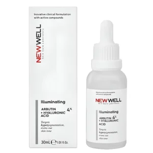 سرم روشن کننده پوست نیوول حاوی 4% آلفا آربوتین و هیالورونیک اسید NEWWELL حجم 30 میل