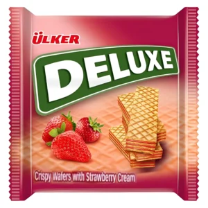 ویفر دلوکس اولکر با کرم توت فرنگی Ulker Deluxe Crispy Strawberry وزن 39 گرم