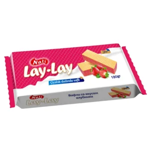 ویفر لی لی ناتی با کرم توت فرنگی Nati Lay Lay Ciyelek Kremli Vafli وزن 180 گرم