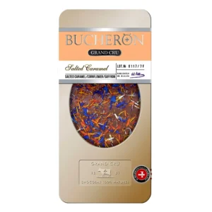 شکلات تلخ 72% بوچرون با طعم کارامل نمکی ، زعفران و گل ذرت Bucheron Grand Cru - Salted Caramel وزن 100 گرم