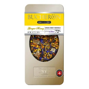 شکلات تلخ 72% بوچرون  با طعم زنجبیل ، عسل و گل همیشه بهار Bucheron Grand Cru - Ginger Honey وزن 100 گرم