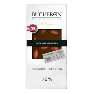 شکلات تلخ 72% بوچرون با طعم بادام کامل Bucheron Village وزن 100 گرم
