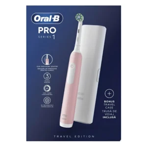 مسواک برقی به رنگ صورتی اورال بی Oral-B مدل Pro 1 سری Travel Edition وزن 123 گرم