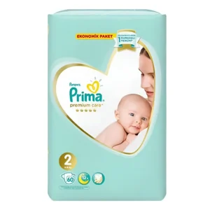 پوشک بچه ضدحساسیت پریما سفید ( پمپرز ) سایز دو Prima Pampers بسته 60 عددی | مناسب وزن های 3 تا 7 کیلوگرم