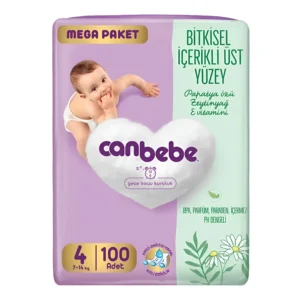 پوشک بچه ضدحساسیت جان به به سایز چهار Canbebe Mega Paket بسته 100 عددی | مناسب وزن های 4 تا 12 کیلوگرم