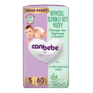 پوشک بچه ضدحساسیت جان به به سایز پنج Canbebe Mega Paket بسته 80 عددی | مناسب وزن های 11 تا 18 کیلوگرم