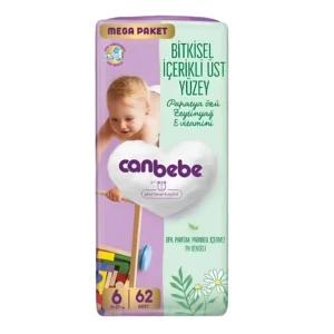 پوشک بچه ضدحساسیت جان به به سایز شش Canbebe Mega Paket بسته 62 عددی | مناسب وزن های 15 تا 27 کیلوگرم