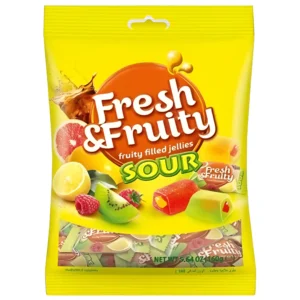 پاستیل پذیرایی مغزدار فرش اند فروتی واول با طعم میوه های ترش Wawel Fresh & Fruity Sour وزن 1000 گرم