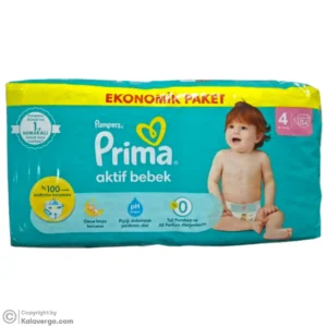 پوشک بچه ضد حساسیت پریما سایز 4 بسته 54 عددی Prima Pampers مناسب وزن های 9 تا 14 کیلوگرم