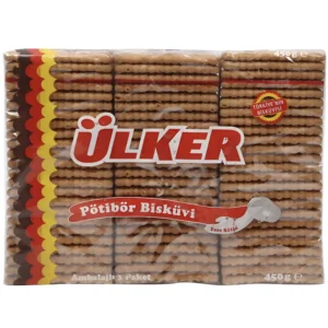 بیسکوییت پتی بور اولکر با کرم کاکائو Petit Beurre Biscuits With Cocoa بسته 3 عددی وزن 450 گرم