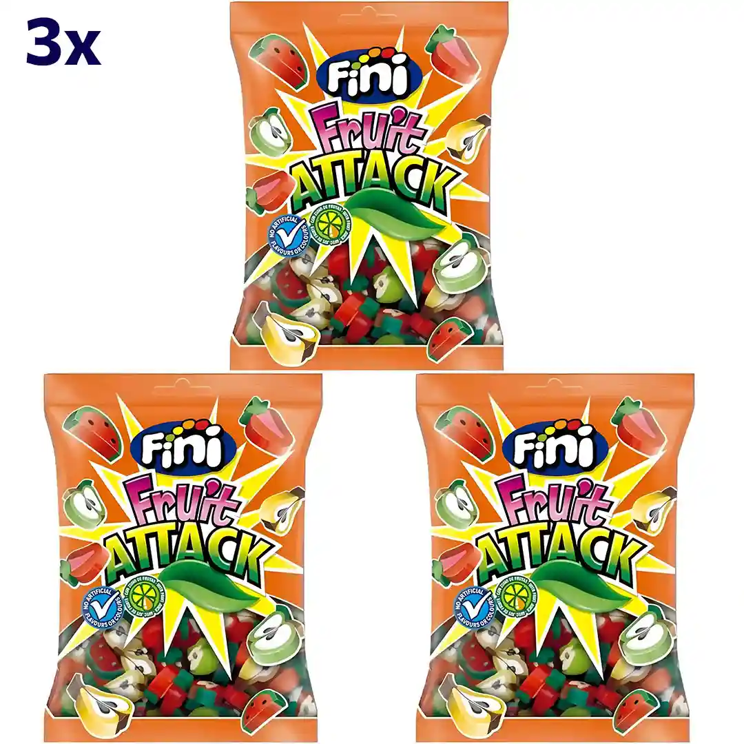 پاستیل میوه های بریده شده فینی بدون گلوتن Fini Fruit Attack وزن 90 گرم 3 عددی