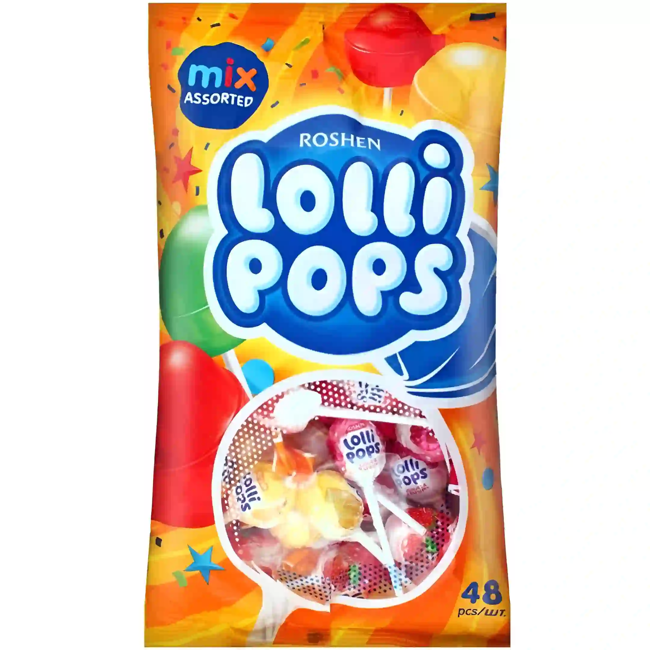 آبنبات چوبی روشن لالی پاپس میکس میوه ای 48 عددی