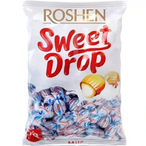 آبنبات سوییت دراپ روشن با مغز کرم کارامل شیری Roshen Sweet Drop بسته 1 کیلویی