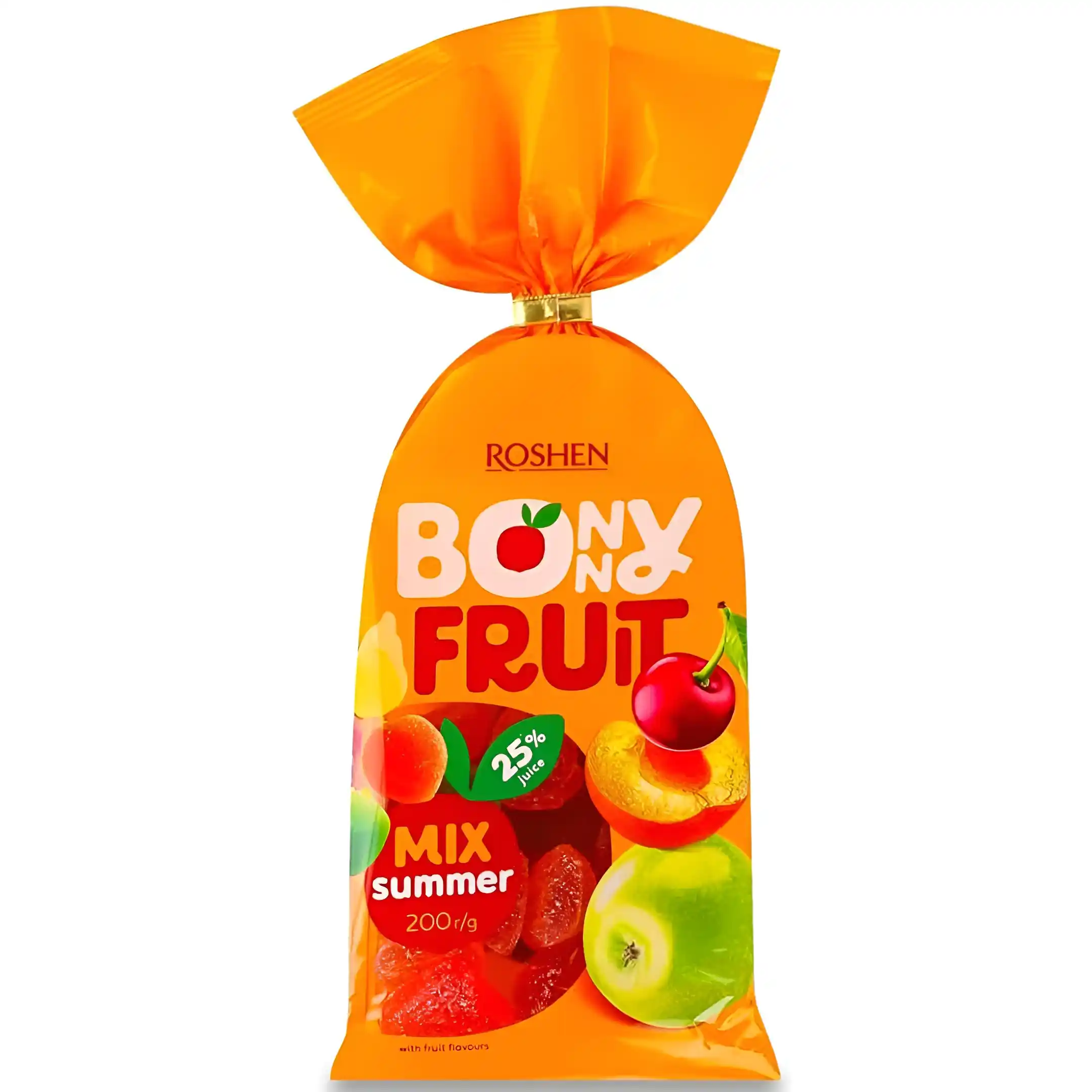 پاستیل کادویی شکری بانی فروت روشن با طعم میکس میوه های تابستانی Roshen Bonny Fruit Mix Summer وزن 200 گرم