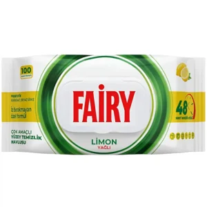دستمال مرطوب چند منظوره سطوح فیری با رایحه لیمویی Fairy Limon بسته 100 عددی