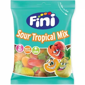 پاستیل ترش میکس استوایی فینی بدون گلوتن و چربی Fini Sour Tropical Mix وزن 90 گرم