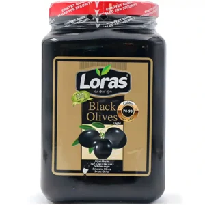 زیتون سیاه با هسته لوراس Loras Black Olives وزن 1500 گرم