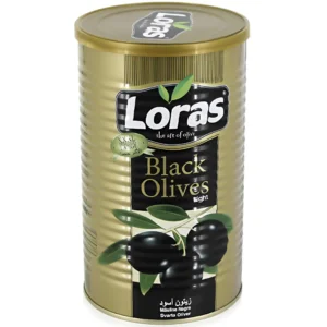زیتون سیاه با هسته لوراس Loras Black Olives وزن 1300 گرم