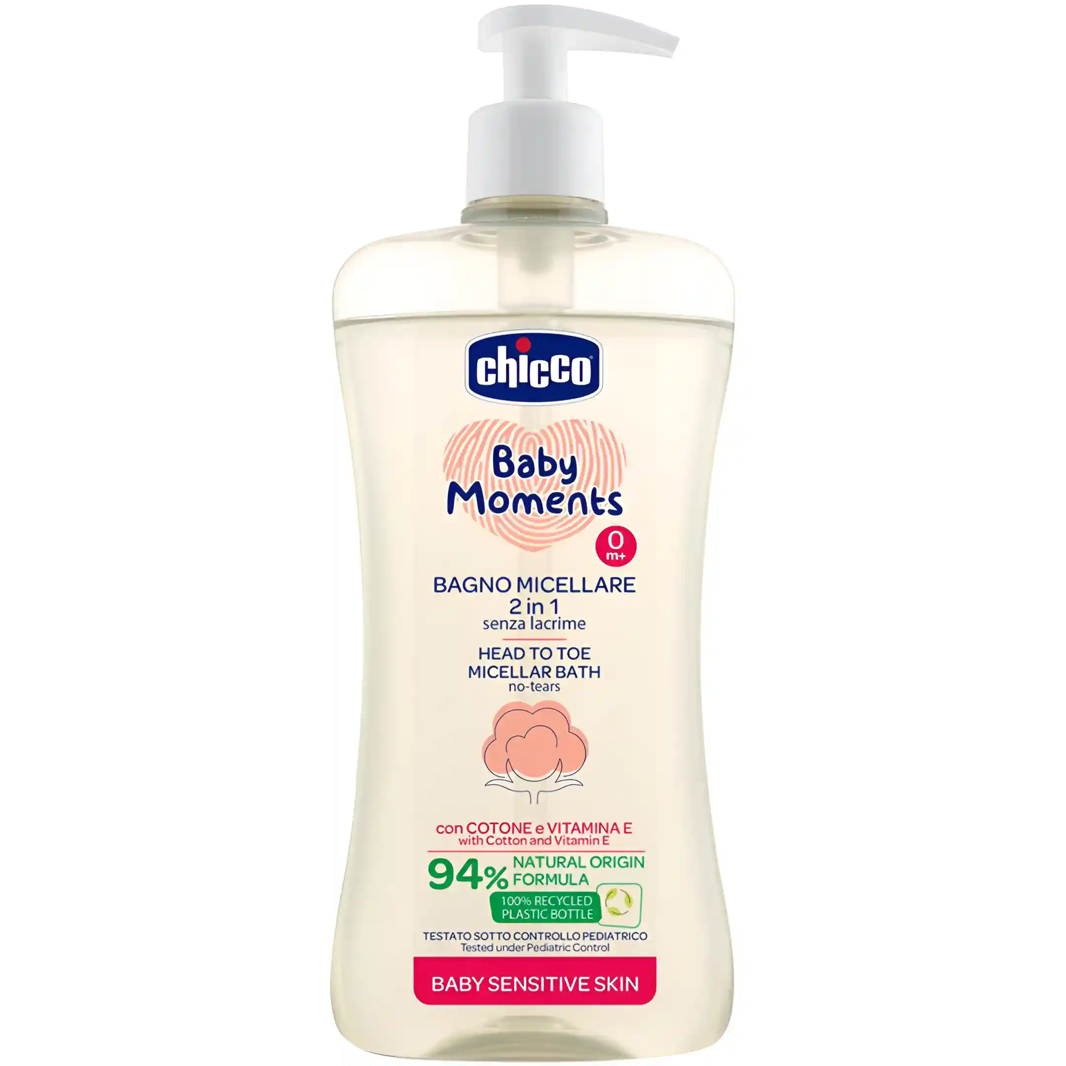 شامپو سر و بدن کودک 94% میسلار چیکو Chicco Bagno Micellar حجم 500 میل