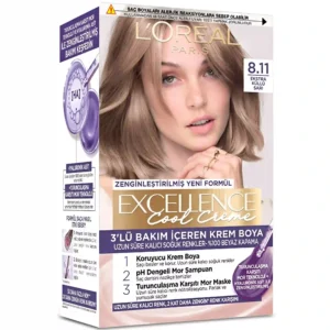 رنگ موی زنانه شماره 8.11 لورئال اکسلنس L'Oréal Excellence 8.11 Ekstra Kullu Sari | بلوند روشن دودی اکسترا