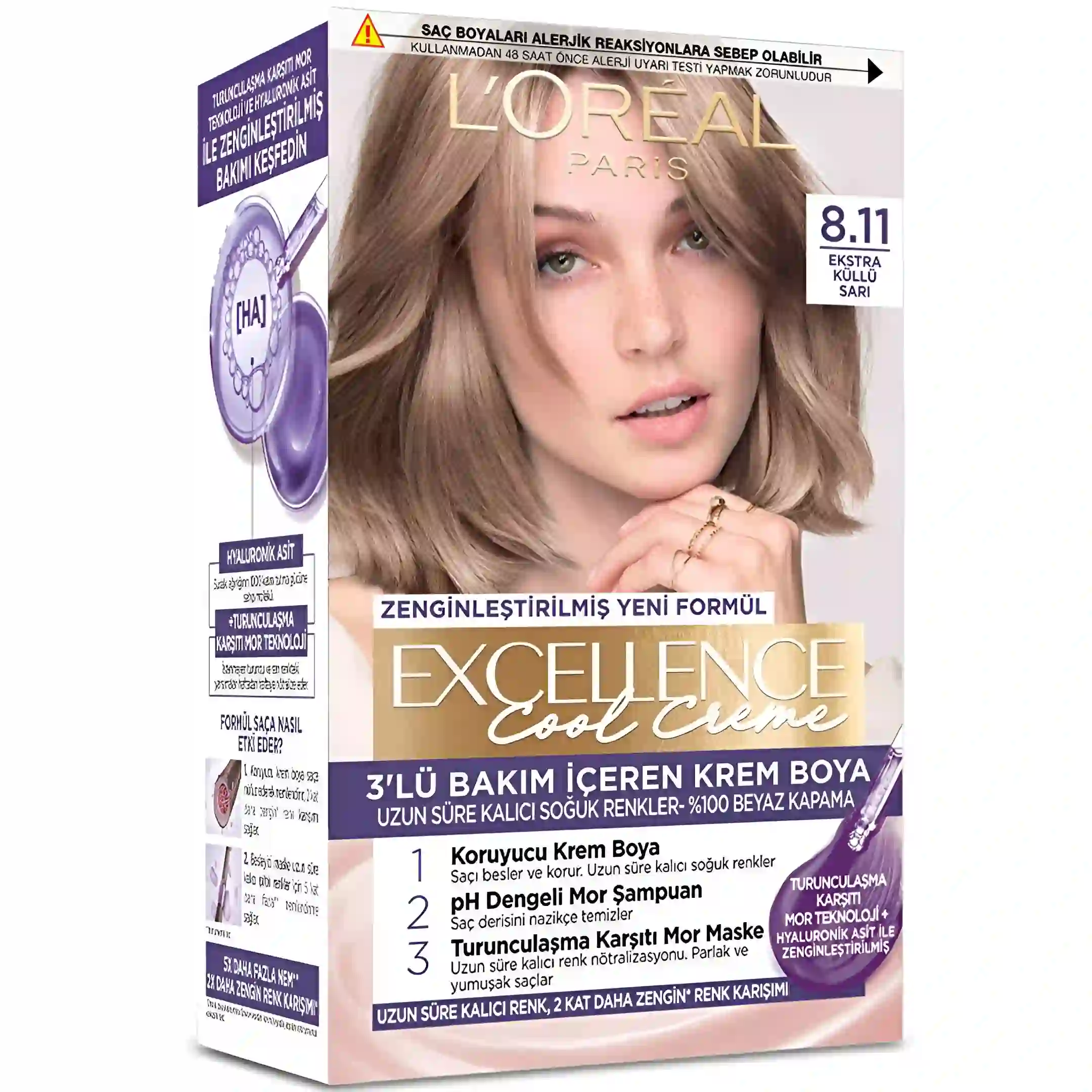 رنگ موی زنانه شماره 8.11 لورئال اکسلنس L’Oréal...