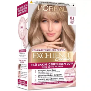 رنگ موی زنانه شماره 8.1 لورئال اکسلنس L'Oréal Excellence 8.1 Kullu Koyu Sari | بلوند تیره دودی