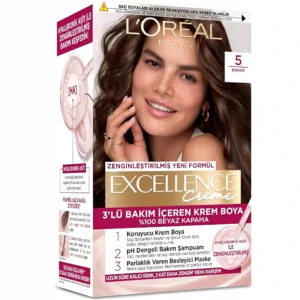 رنگ موی زنانه شماره 5 لورئال اکسلنس L'Oréal Excellence 5 Kahve | قهوه‌ای طبیعی