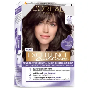 رنگ موی زنانه شماره 4.11 لورئال اکسلنس L'Oréal Excellence 4.11 Ekstra Kullu Kahve | قهوه‌ای دودی اکسترا
