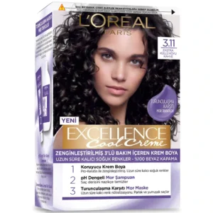 رنگ موی زنانه شماره 3.11 لورئال اکسلنس L'Oréal Excellence 3.11 Ekstra Kullu Koyu Kahve | قهوه‌ای تیره دودی اکسترا