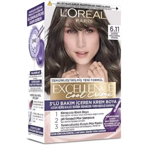رنگ موی زنانه شماره 6.11 لورئال اکسلنس L'Oréal Excellence 6.1 Ekstra Kullu Koyu Kumral | تیره دودی اکسترا