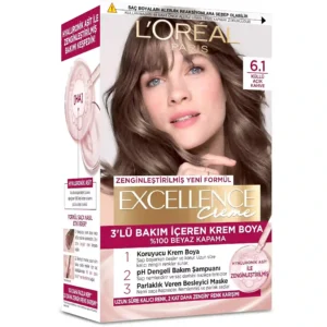 رنگ موی زنانه شماره 6.1 لورئال اکسلنس L'Oréal Excellence 6.1 Kullu Acik Kahve | قهوه‌ای روشن دودی