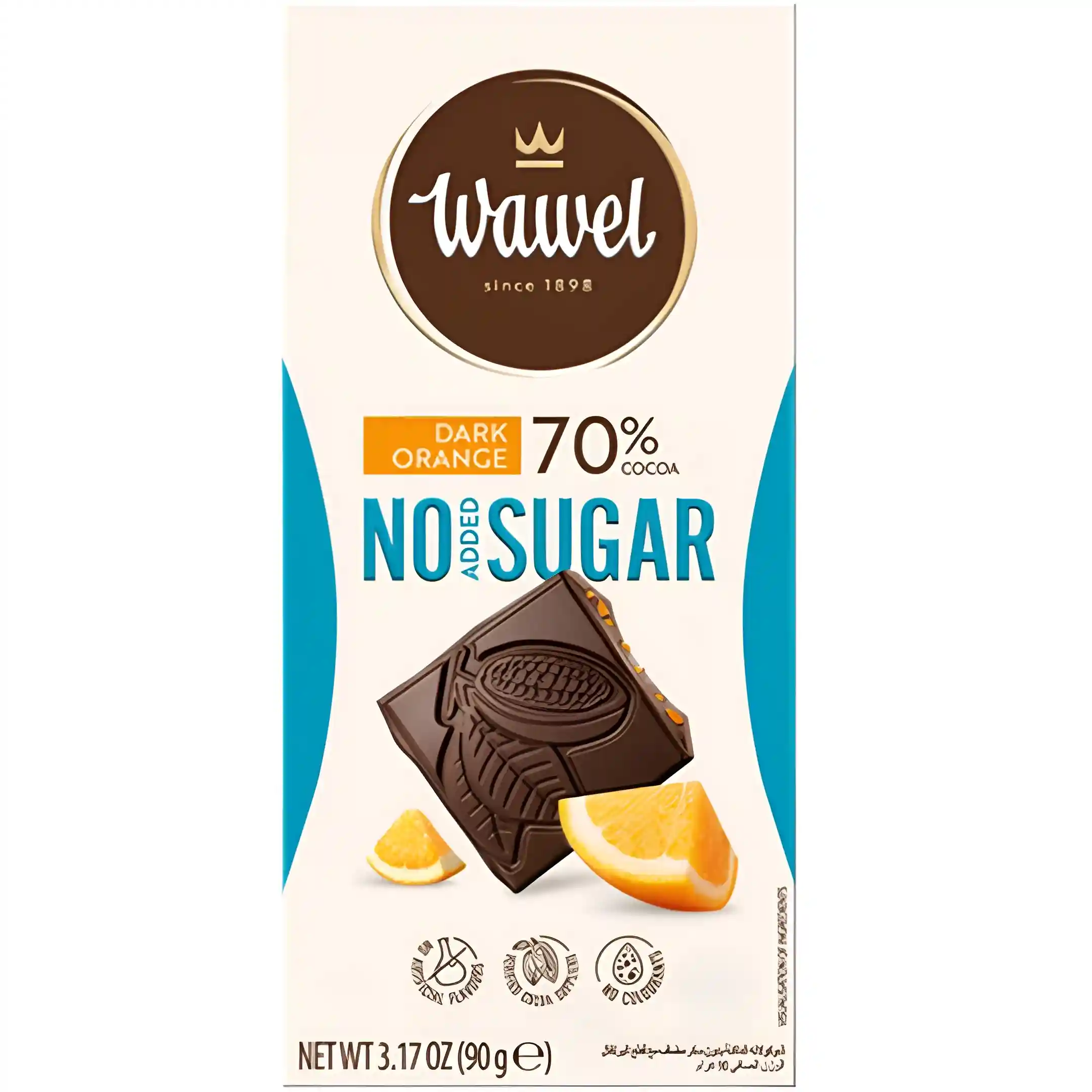 شکلات تلخ 70% واول پرتقالی بدون شکر Wawel...