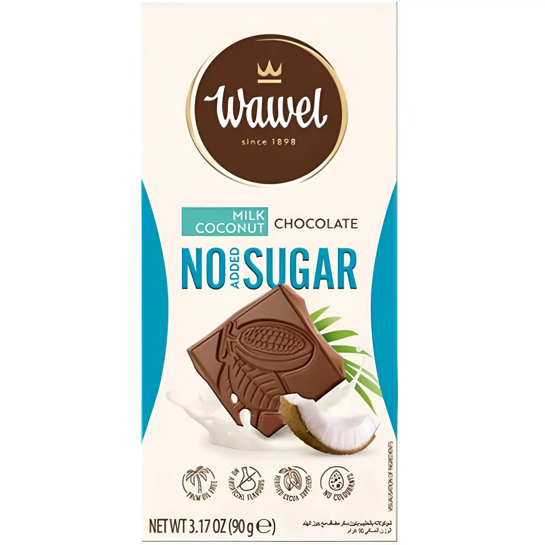 شکلات بدون شکر واول شیر نارگیل Wawel وزن 90 گرم