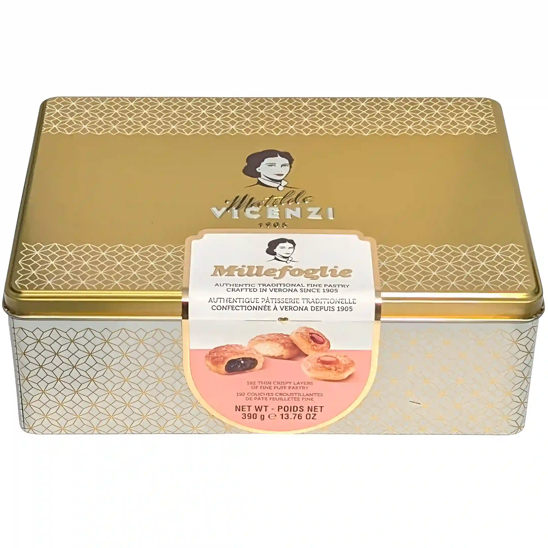 بیسکوییت کادویی فلزی ویچنزی Vicenzi Millefoglie وزن 390...