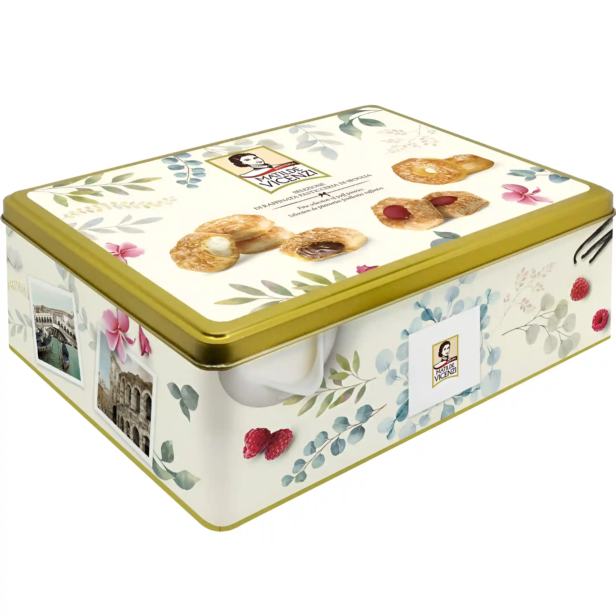 کوکی جعبه فلزی ویچنزی مخلوط شیرینی های پفی Matilde Vicenzi وزن 375 گرم