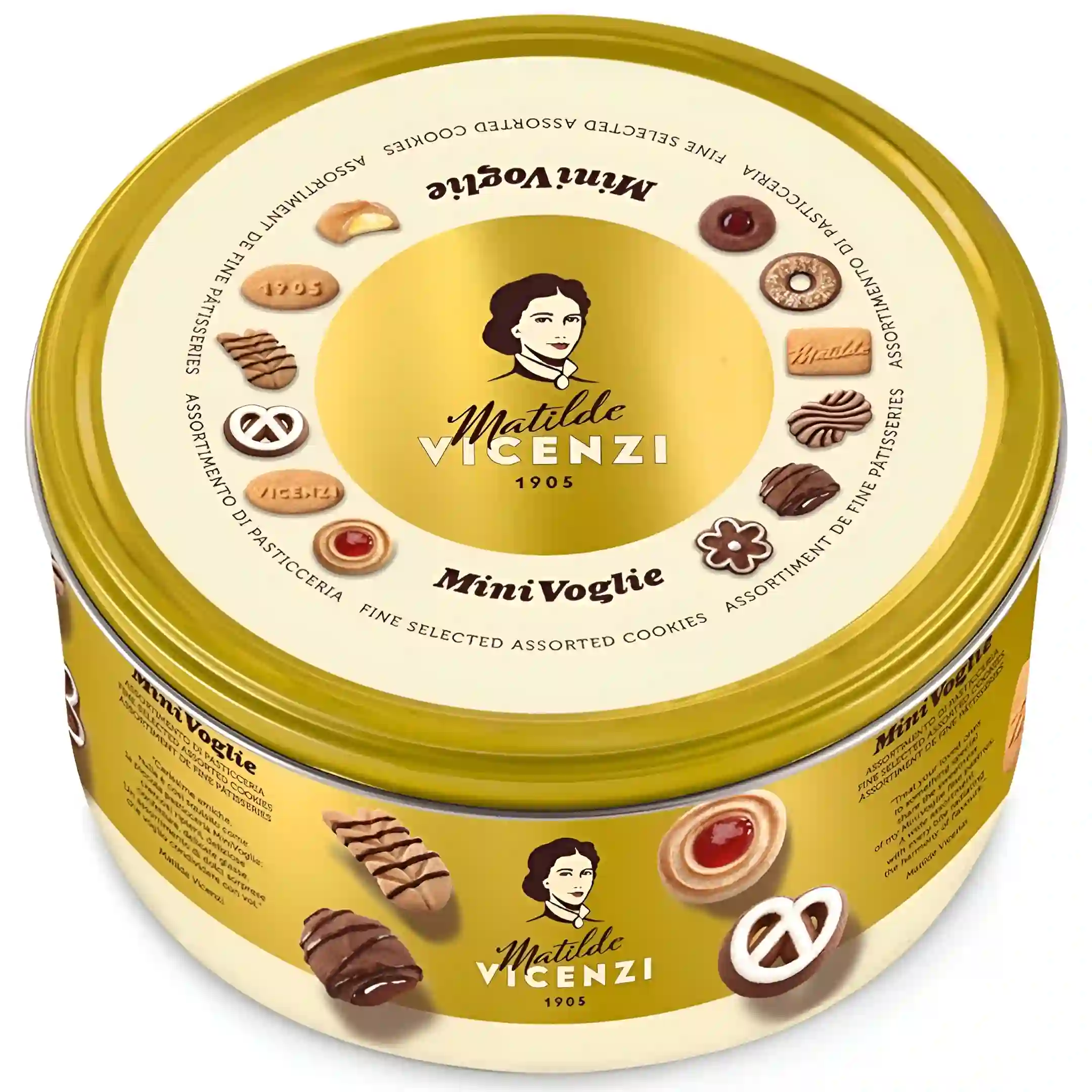 بیسکوییت کره ای کادویی فلزی ویچنزی (مینی وولیه) Vicenzi Mini Voglie وزن ۵۰۰ گرم