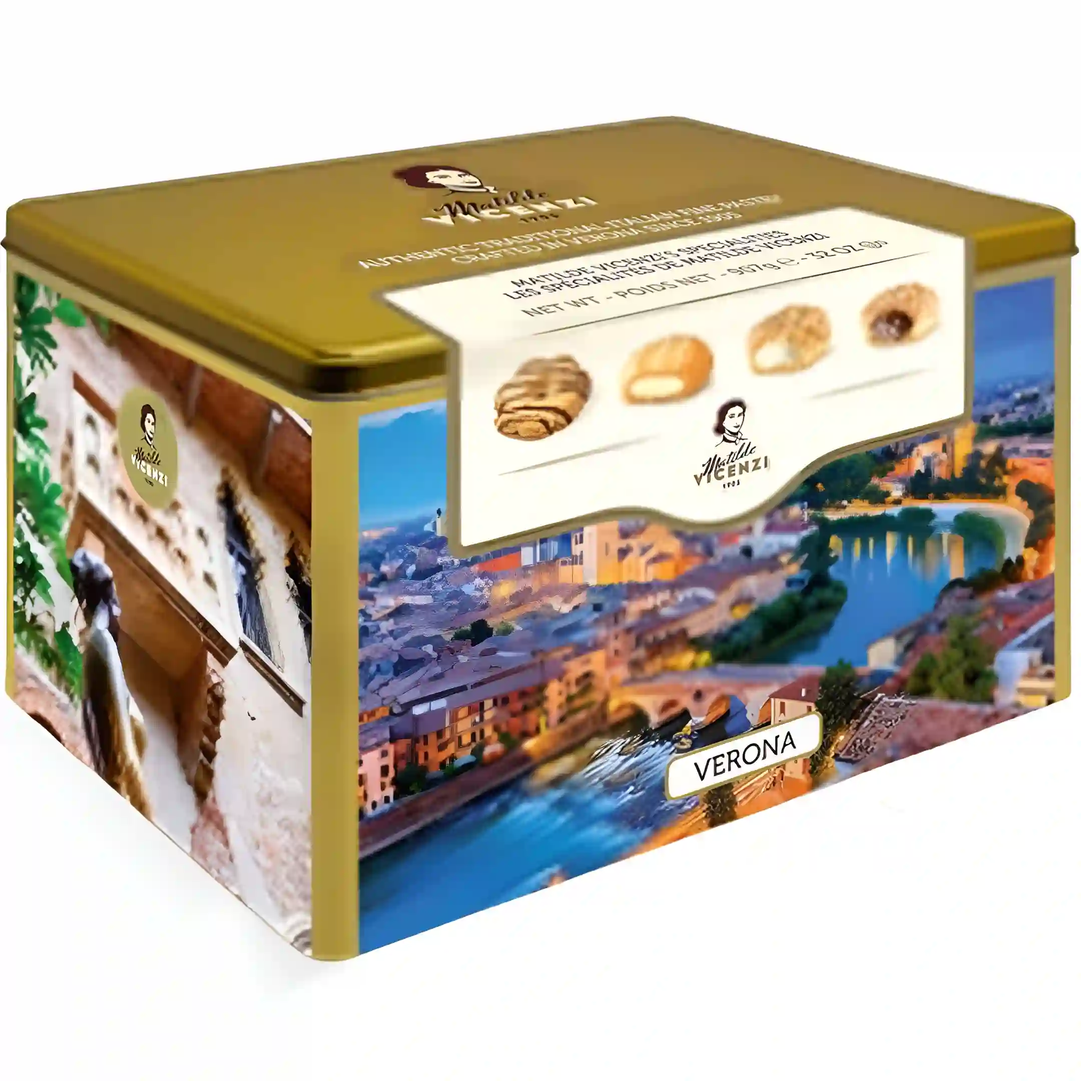 بیسکوییت کادویی فلزی ویچنزی مدل ورونا Vicenzi Verona وزن 907 گرم