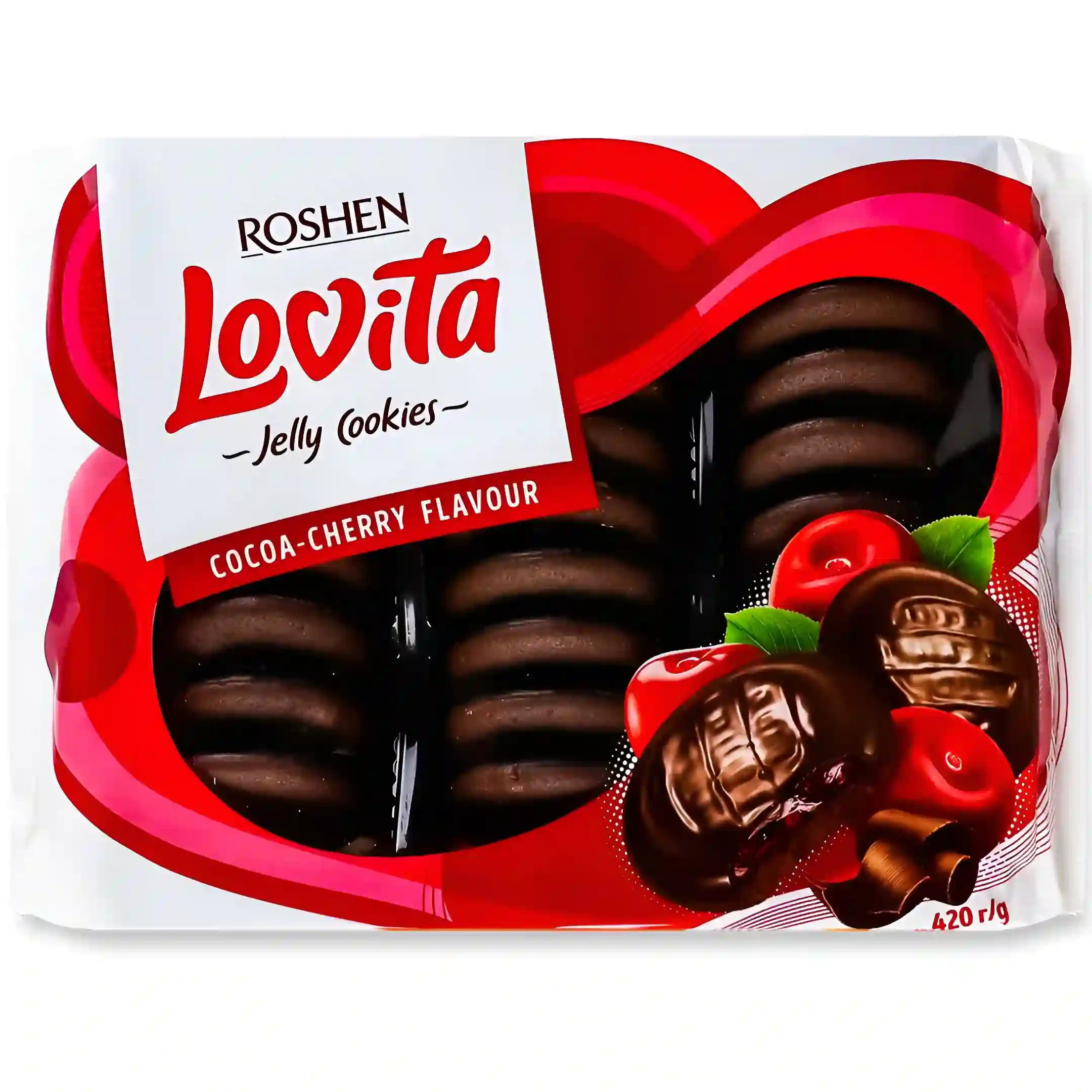 بیسکویت ژله‌ای روشن لاویتا گیلاس کاکائو Roshen Cocoa-Cherry...