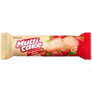 بیسکویت مولتی کیک روشن با کرم توت فرنگی Roshen Multi Cake Strawberry Cream وزن 180 گرم