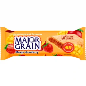 غلات بار رژیمی میجور گرین با مغز کرم توت فرنگی و انبه Major Grain Mango-Strawberry وزن 40 گرم بسته 32 تایی