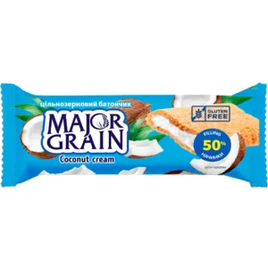 غلات بار رژیمی میجور گرین با مغز کرم نارگیل Major Grain Coconut وزن 40 گرم بسته 32 تایی