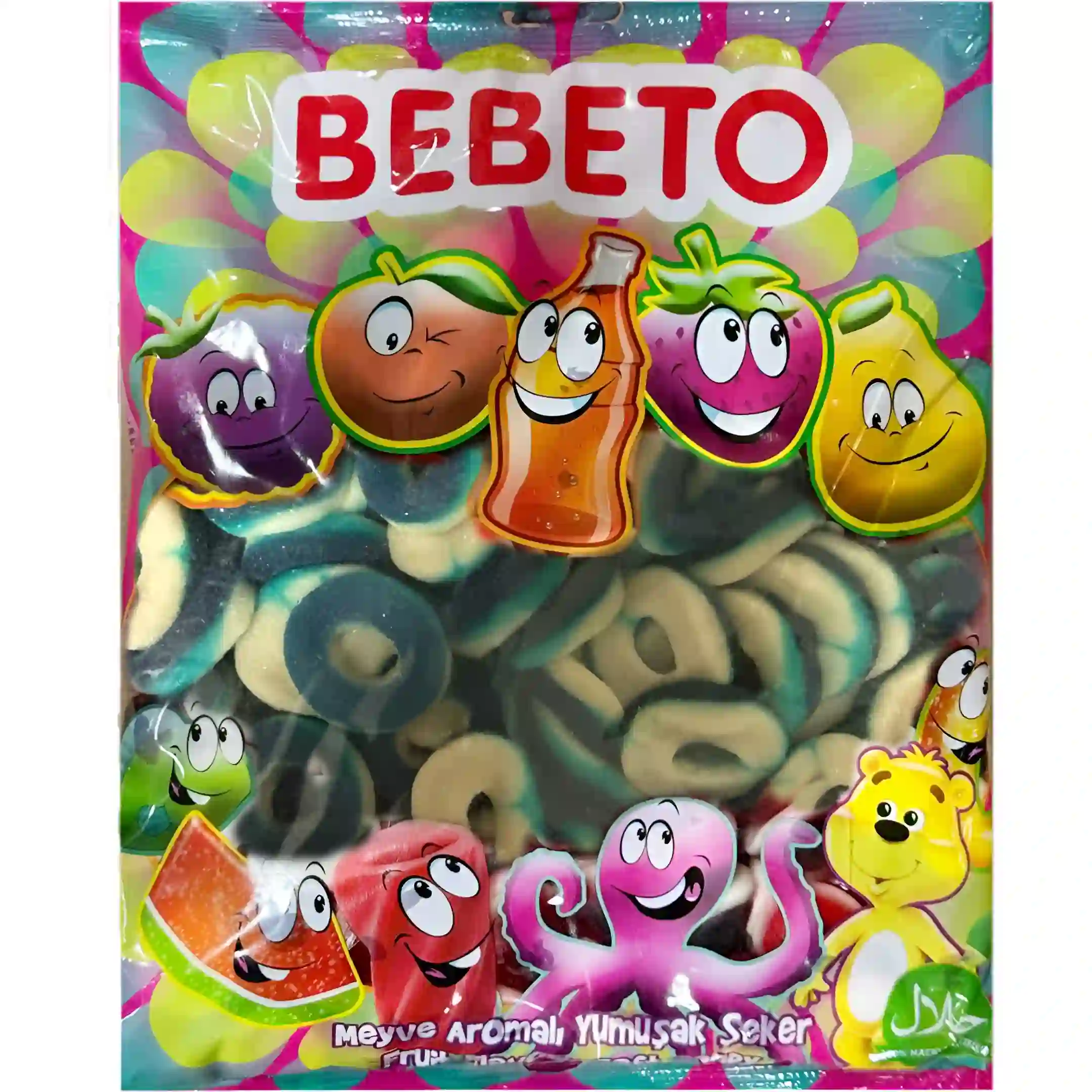 پاستیل ببتو مدل حلقه سیب ترش Bebeto بسته یک کیلویی