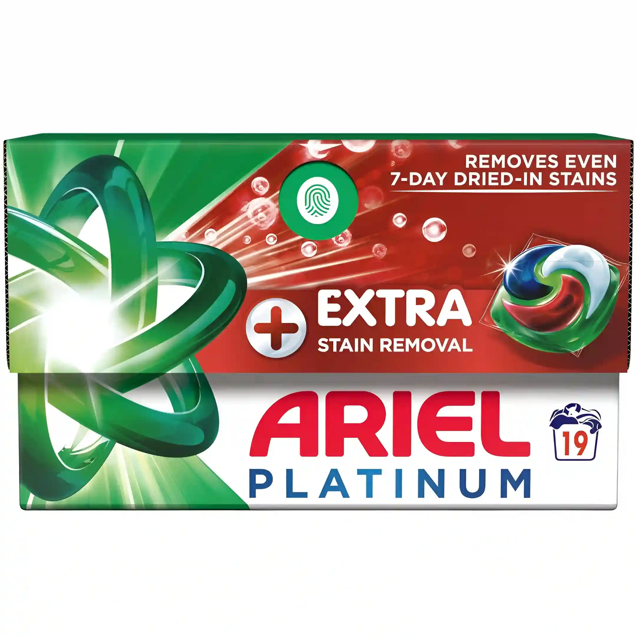 قرص ماشین لباسشویی آریل پلاتنیوم Ariel Platinum Extra Stain Removal بسته 19 عددی